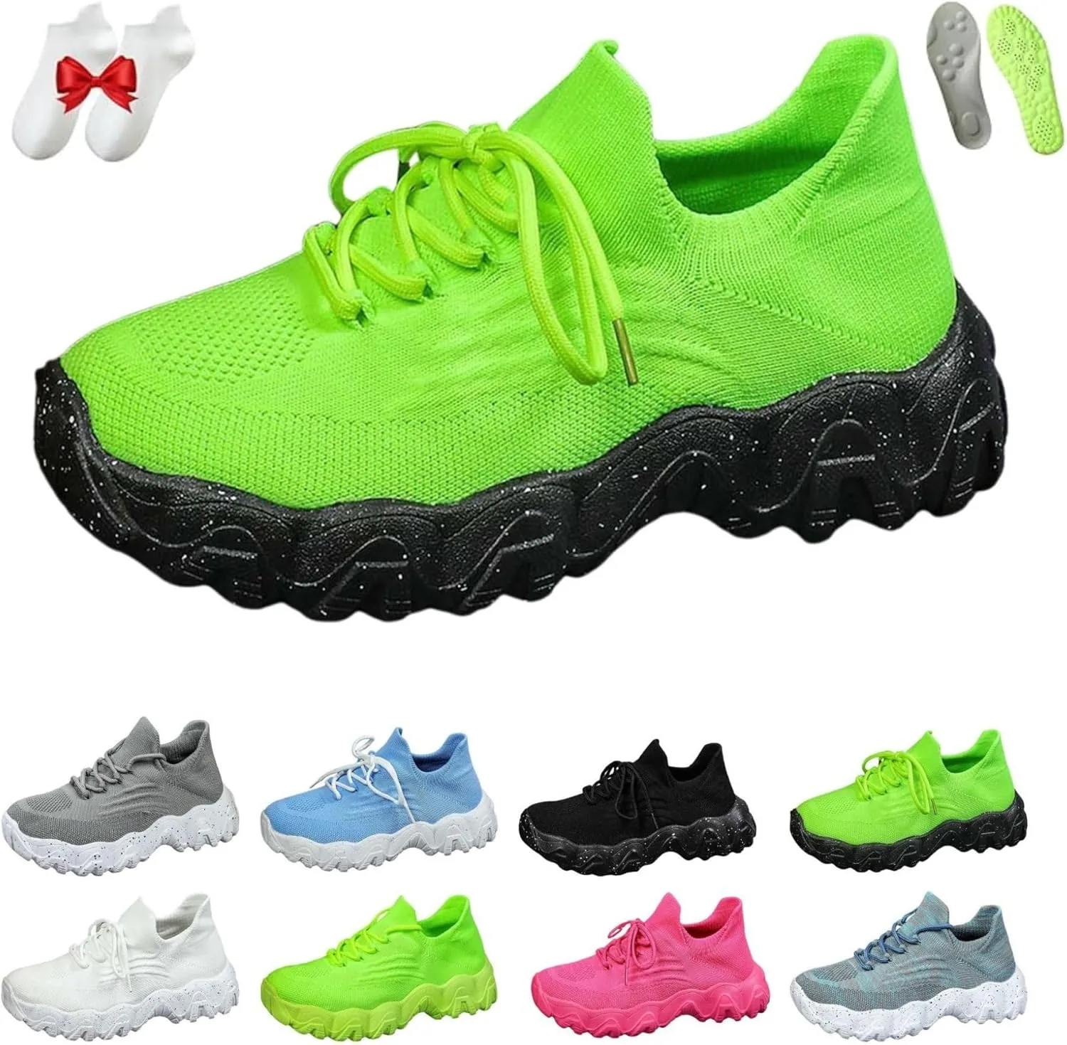 Ortho Pro Women's Breathable Mesh Orthopedic Sneakers, Non-Slip Work Shoes for Women, Lace-Up, Flat Heel, Round Toe, Casual, Running, Jogging, Adult, US Size