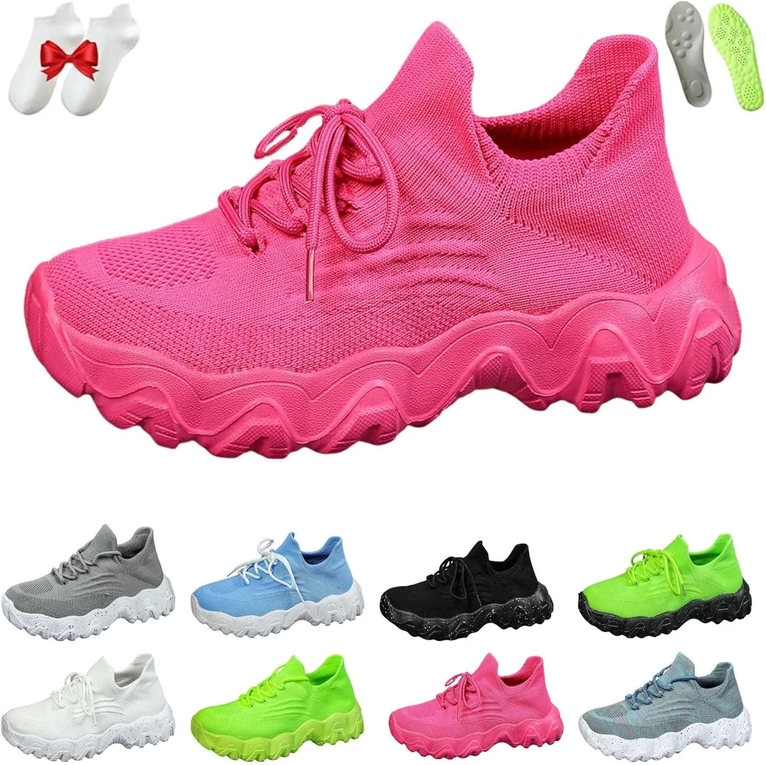 Ortho Pro Women's Breathable Mesh Orthopedic Sneakers, Non-Slip Work Shoes for Women, Lace-Up, Flat Heel, Round Toe, Casual, Running, Jogging, Adult, US Size
