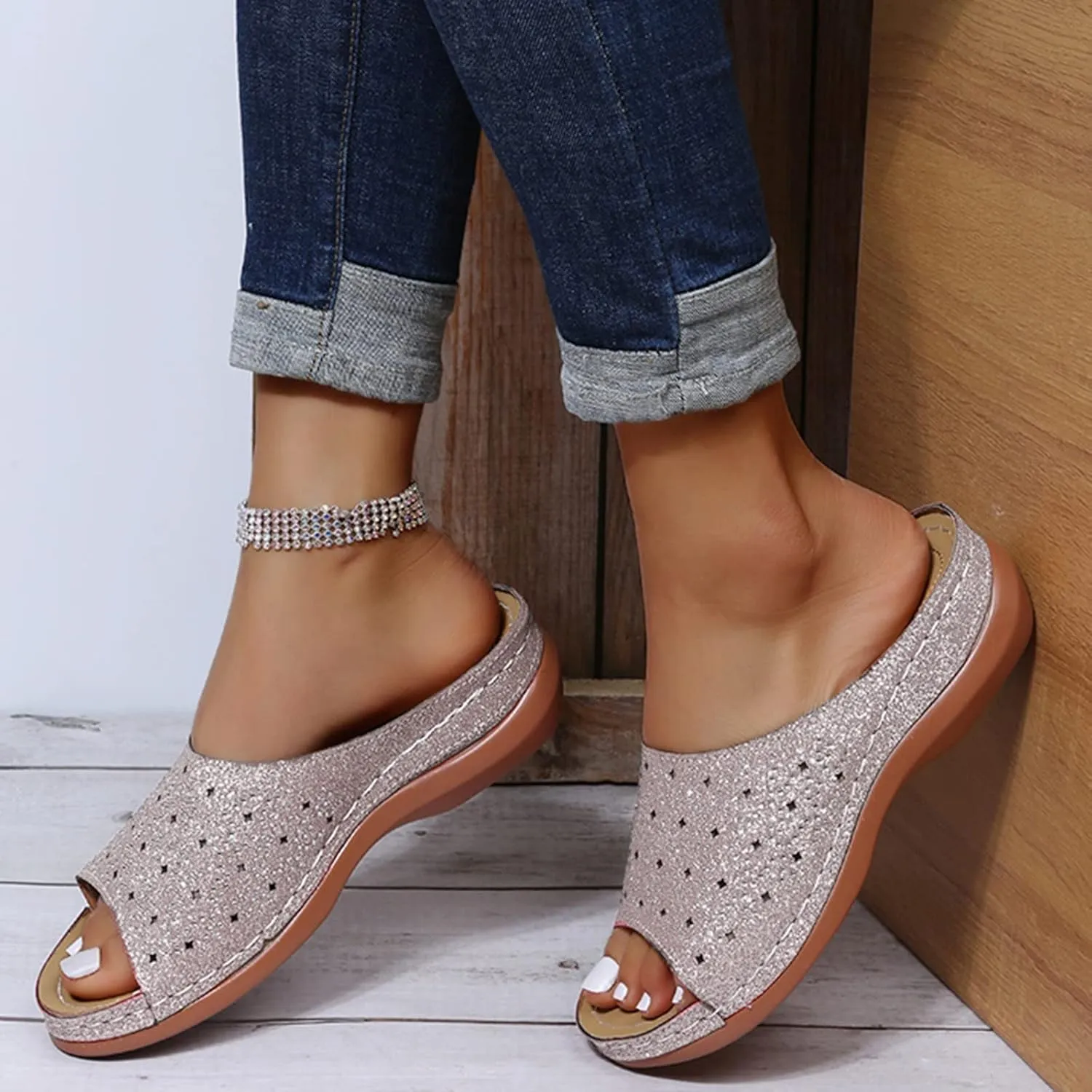 Orthopedic Flip Flops for Women Adjustable Arch Support Sandals Thick Cushion Yoga Mat Recovery Footwear Plantar Fasciitis Comfortable