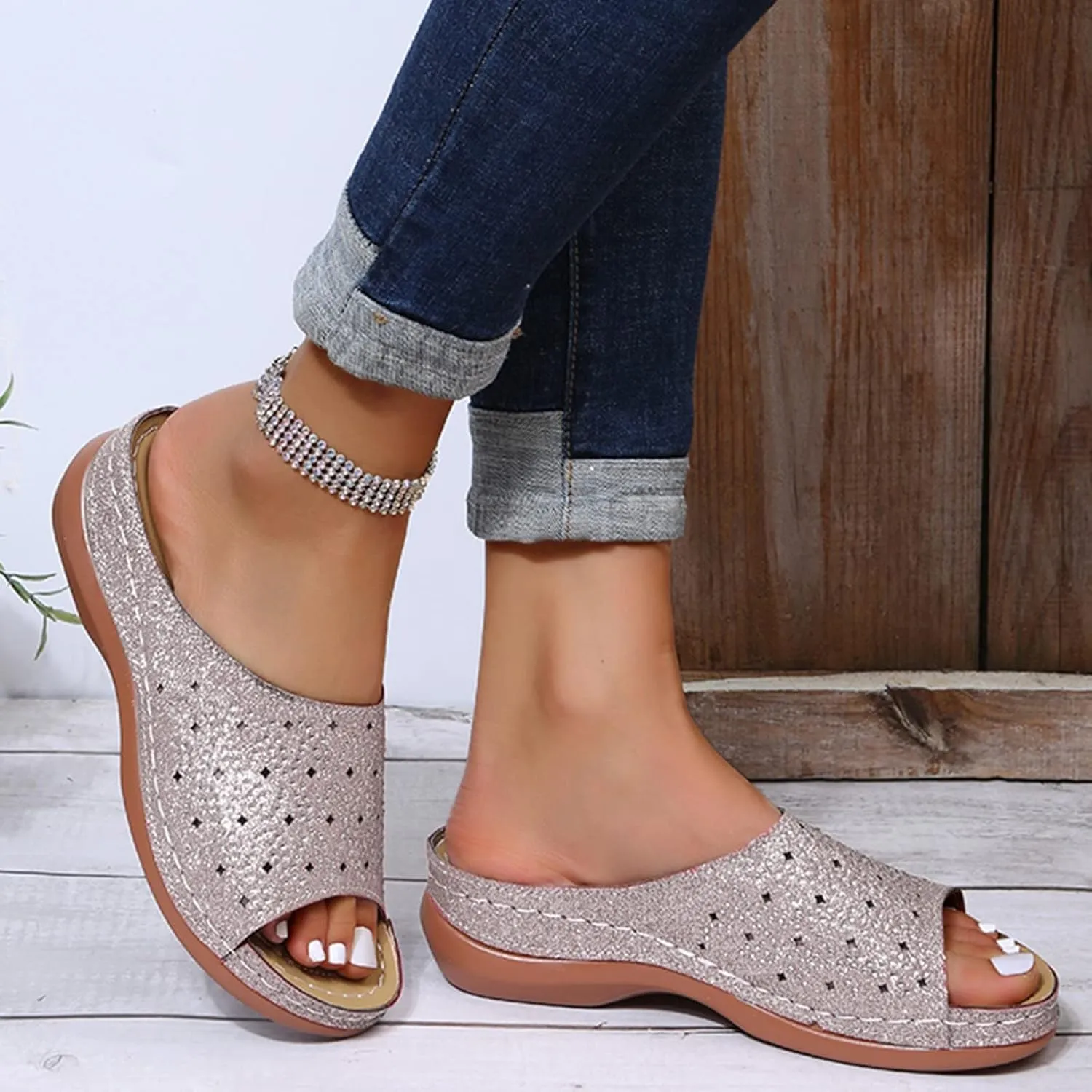 Orthopedic Flip Flops for Women Adjustable Arch Support Sandals Thick Cushion Yoga Mat Recovery Footwear Plantar Fasciitis Comfortable