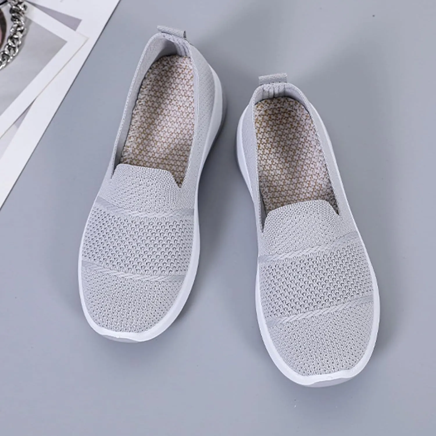 Orthopedic Shoes for Women Non-Slip Arch Support Slip on Shoes Go Walking Slip on Diabetic Foam Shoe Breathable Soft Comfort Wear Arch Support Sneakers Athletic Walking Sneaker