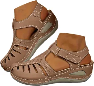 Platform Sandals for Women Wide Width Womens Sandals Comfortable Summer Dressy Hook and Loop Ankle Strap Hollow Shoes