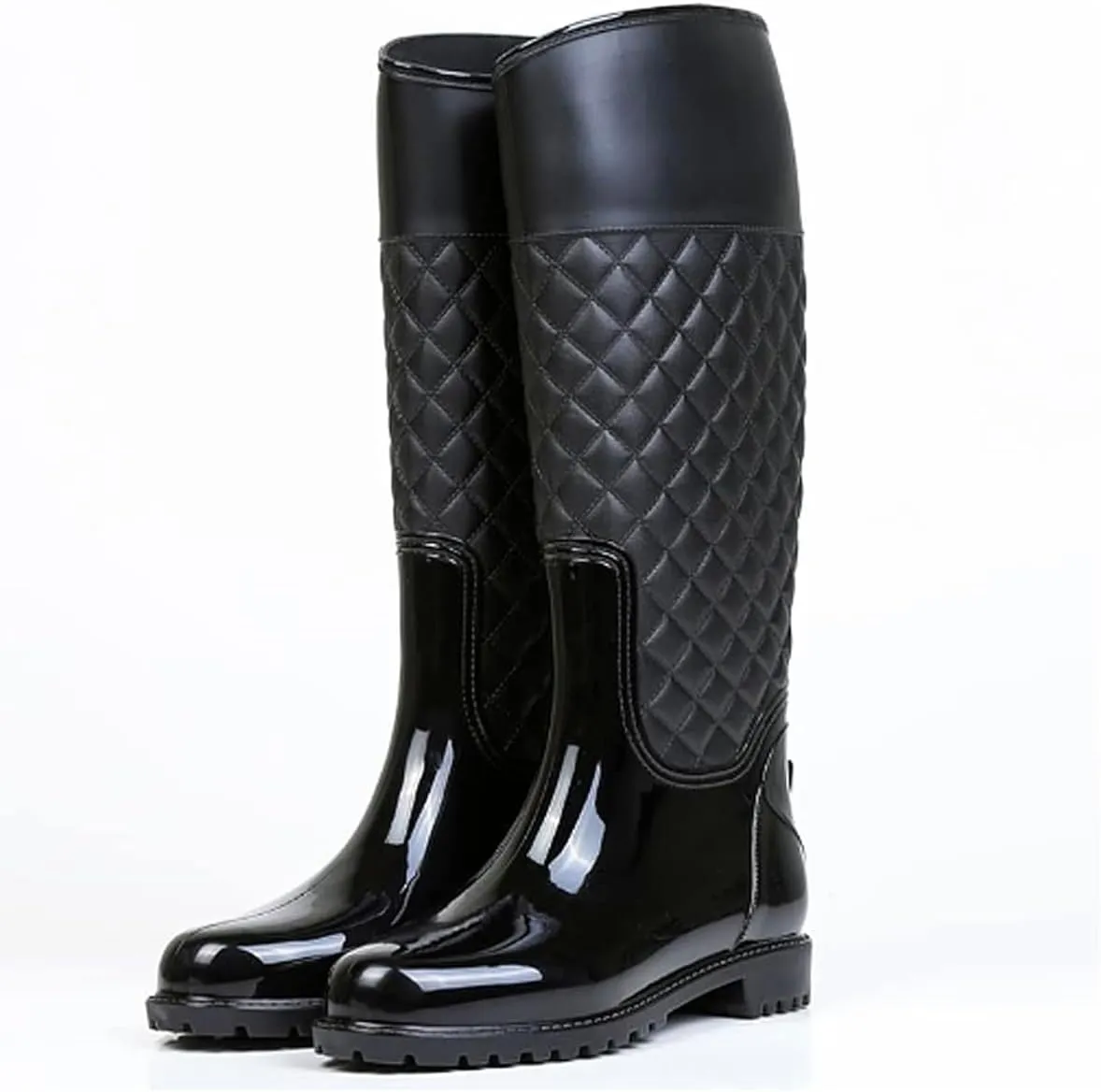 Quilted Print Women's Rain Boots Waterproof, Non-Slip, Mid Calf Garden Boots for Outdoor Wear, Stylish & Comfortable Rubber Boots for Rainy Days. Sizes 6-11