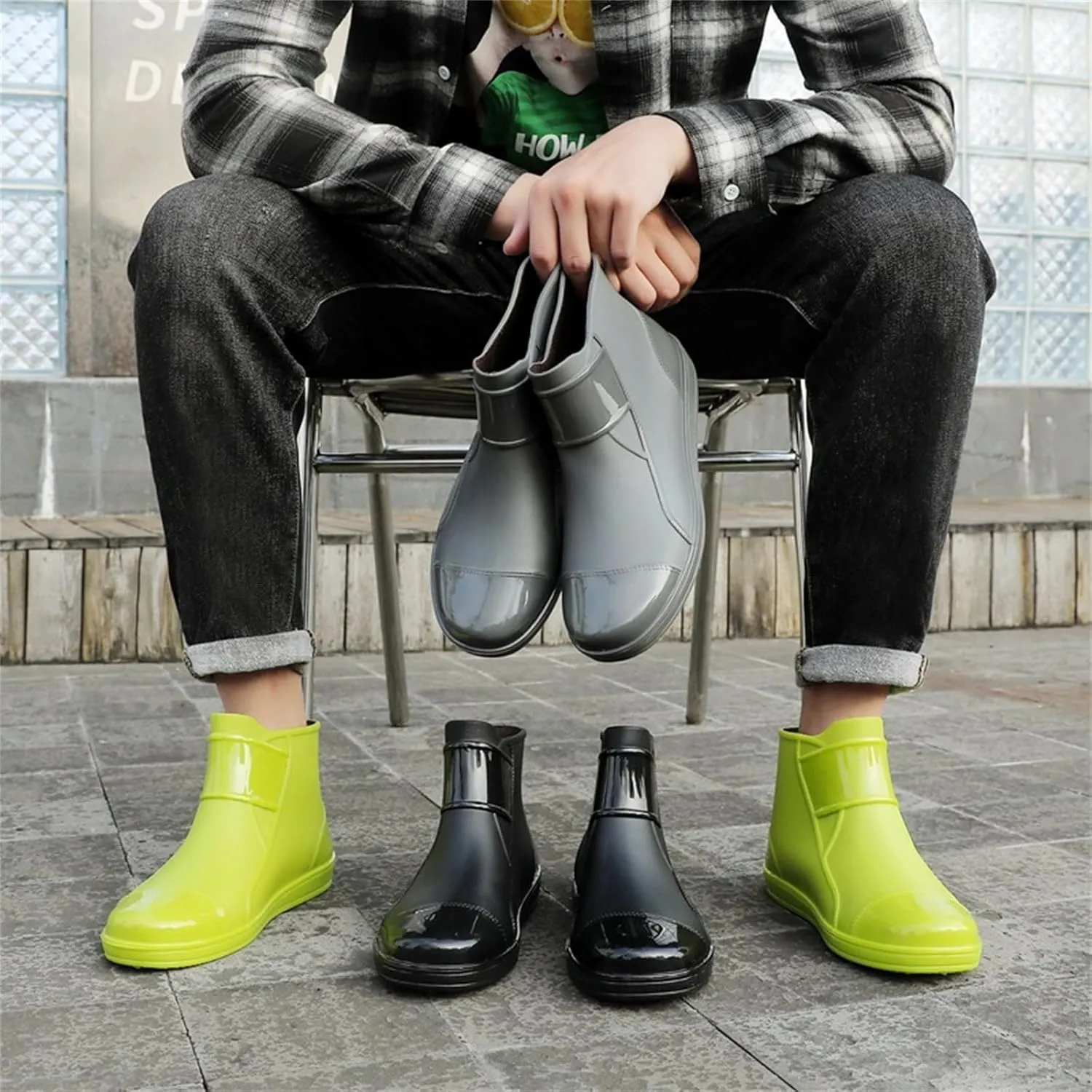 Rain Boots for Women Ankle Mid Calf Rain Boots For Women Waterproof Garden Shoes Anti-Slipping Rainboots for Ladies