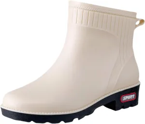 Rain Boots for Women Waterproof Fashion Garden Shoes Non Slip Mid Calf Rainboots Ladies Outdoor Workout Rain Shoes