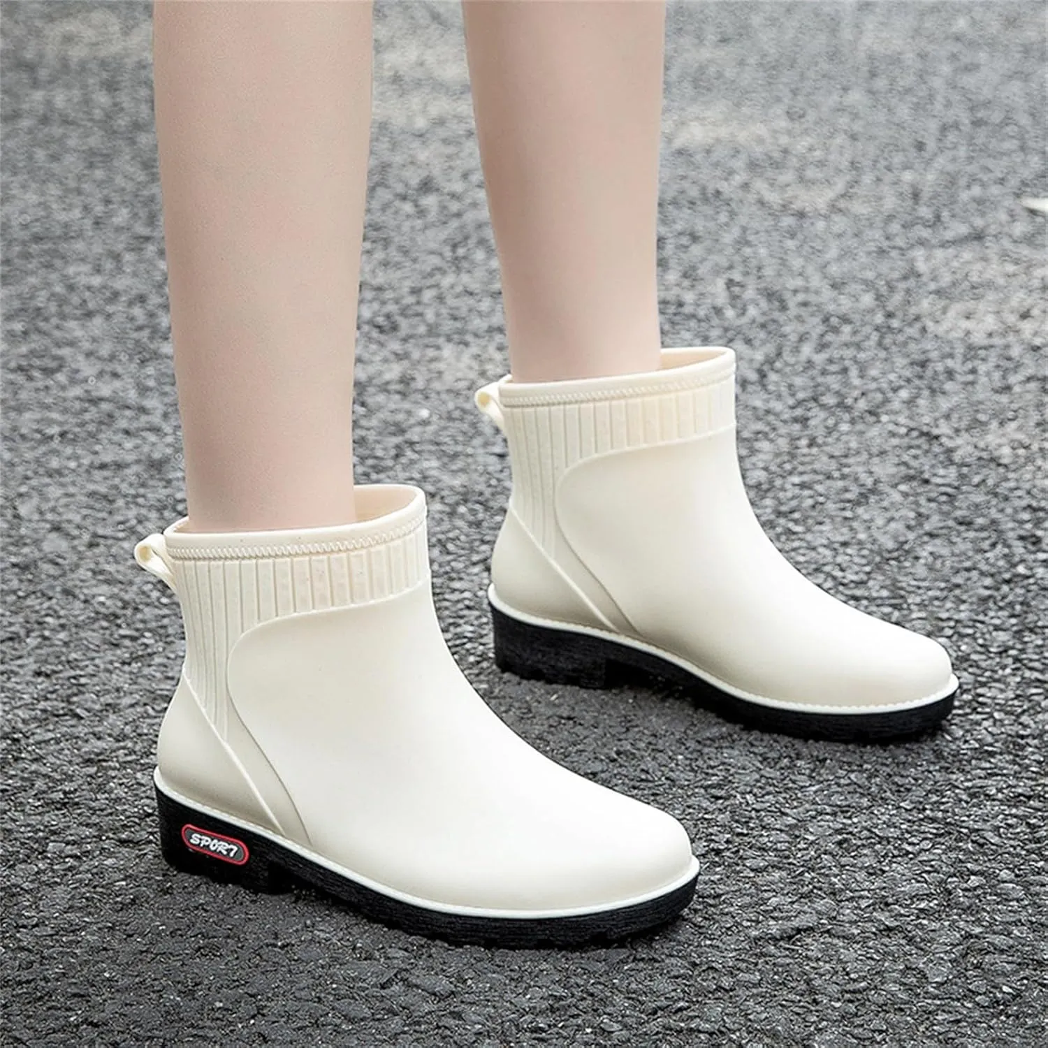 Rain Boots for Women Waterproof Fashion Garden Shoes Non Slip Mid Calf Rainboots Ladies Outdoor Workout Rain Shoes