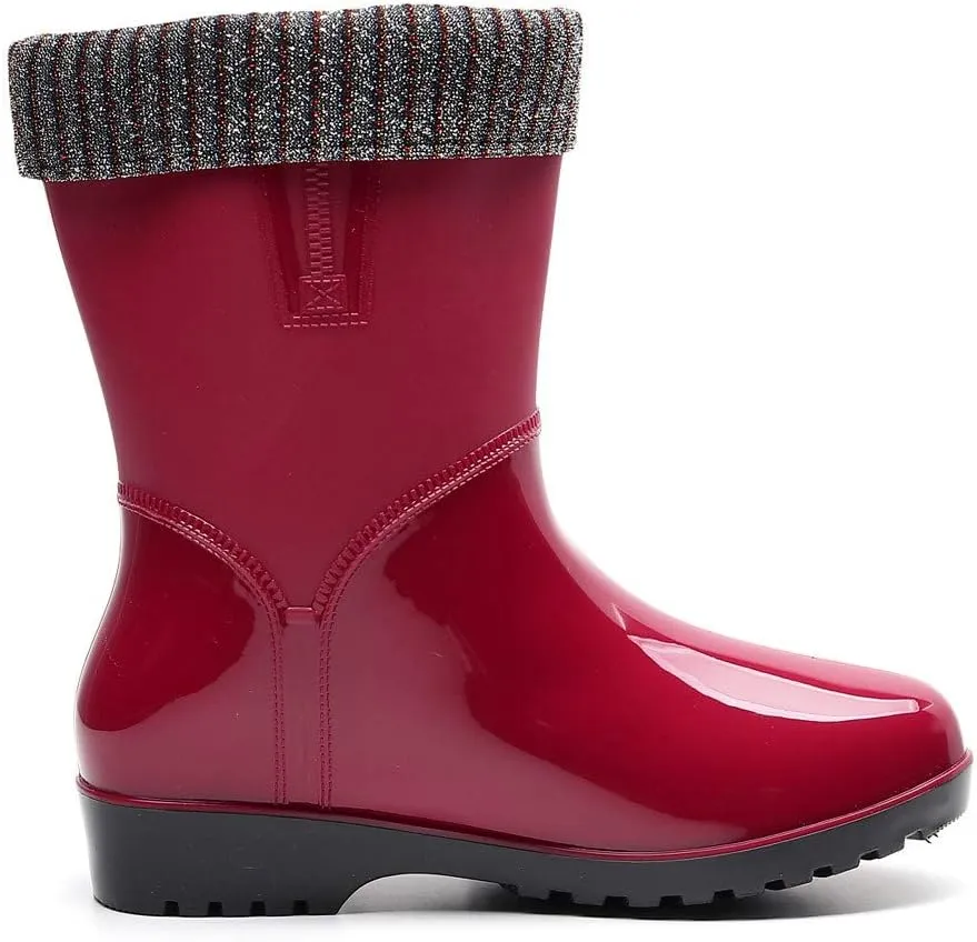 Rain Boots Women Tall Waterproof Knitted Lined Mens Grounded Footwear Booties Barefoot Shoes Casual Fall Mid Calf Rain Boots for Women,Waterproof Garden Womens Winter Boots