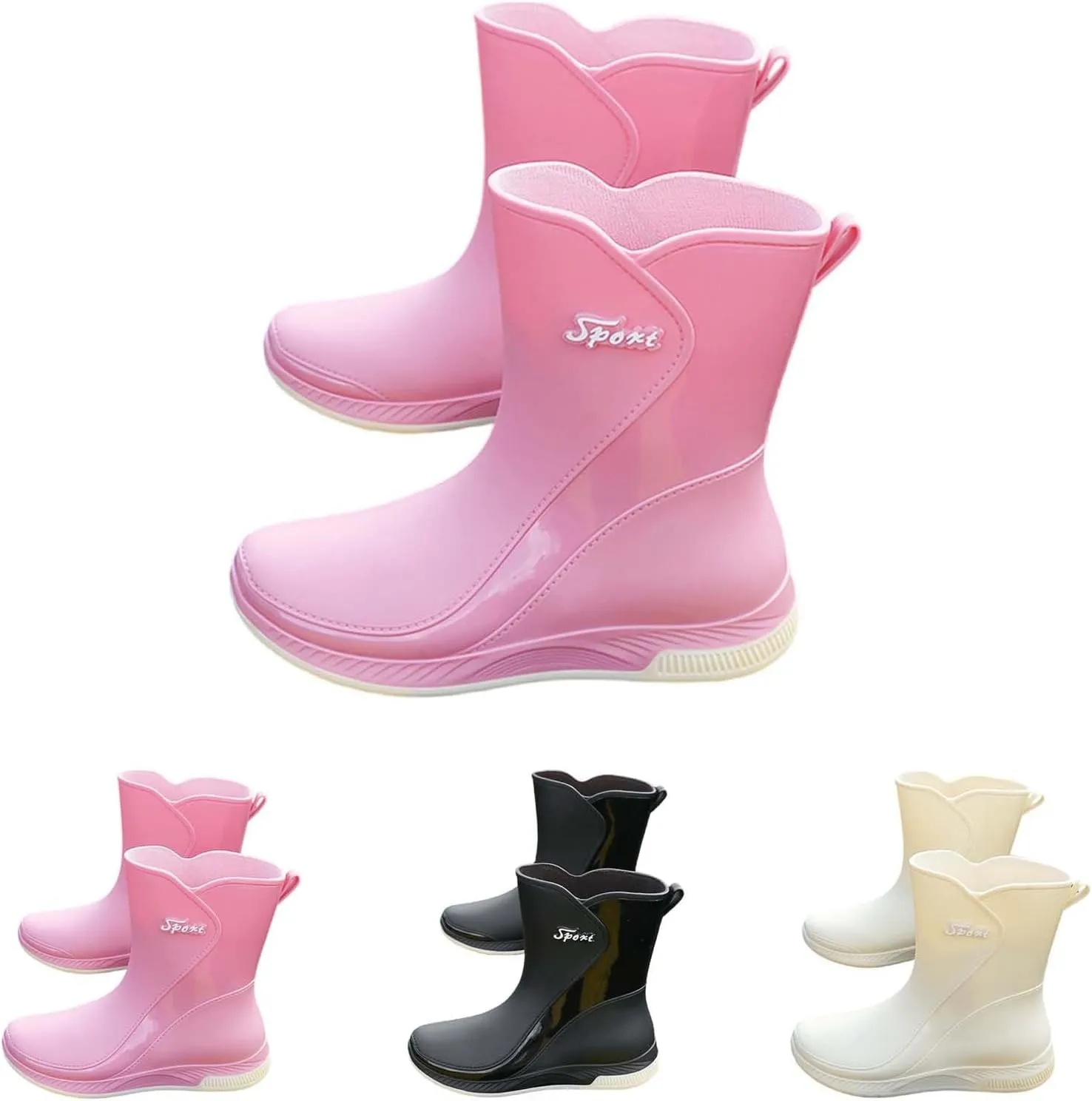 Rain Boots Women Tall Waterproof Mens Grounded Footwear Chunky Ankle Booties Barefoot Shoes Casual Fall Waterproof Rain and Garden Shoe for Women Outdoor Furry Boots