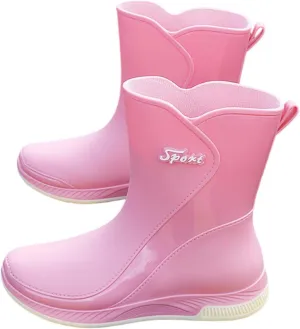 Rain Boots Women Tall Waterproof Mens Grounded Footwear Chunky Ankle Booties Barefoot Shoes Casual Fall Waterproof Rain and Garden Shoe for Women Outdoor Furry Boots