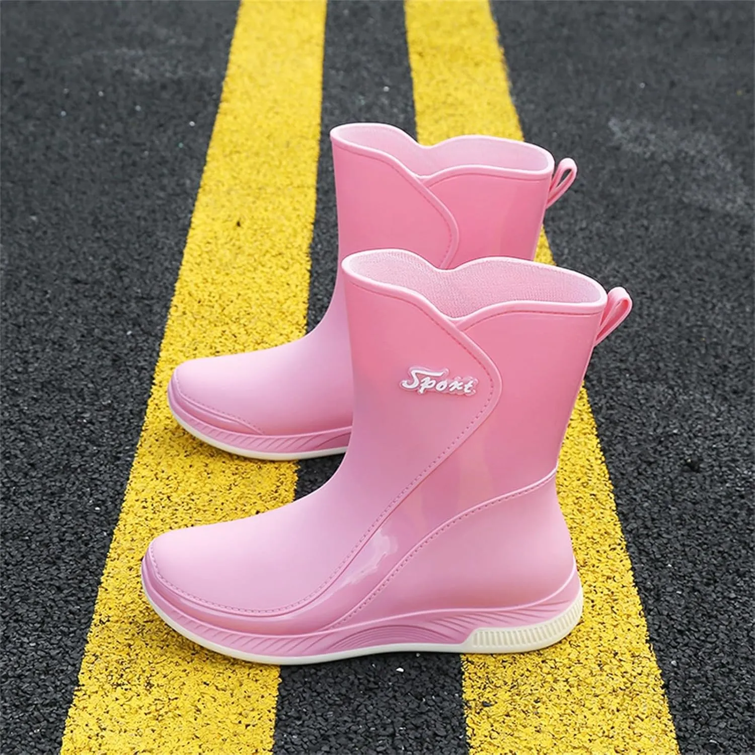 Rain Boots Women Tall Waterproof Mens Grounded Footwear Chunky Ankle Booties Barefoot Shoes Casual Fall Waterproof Rain and Garden Shoe for Women Outdoor Furry Boots
