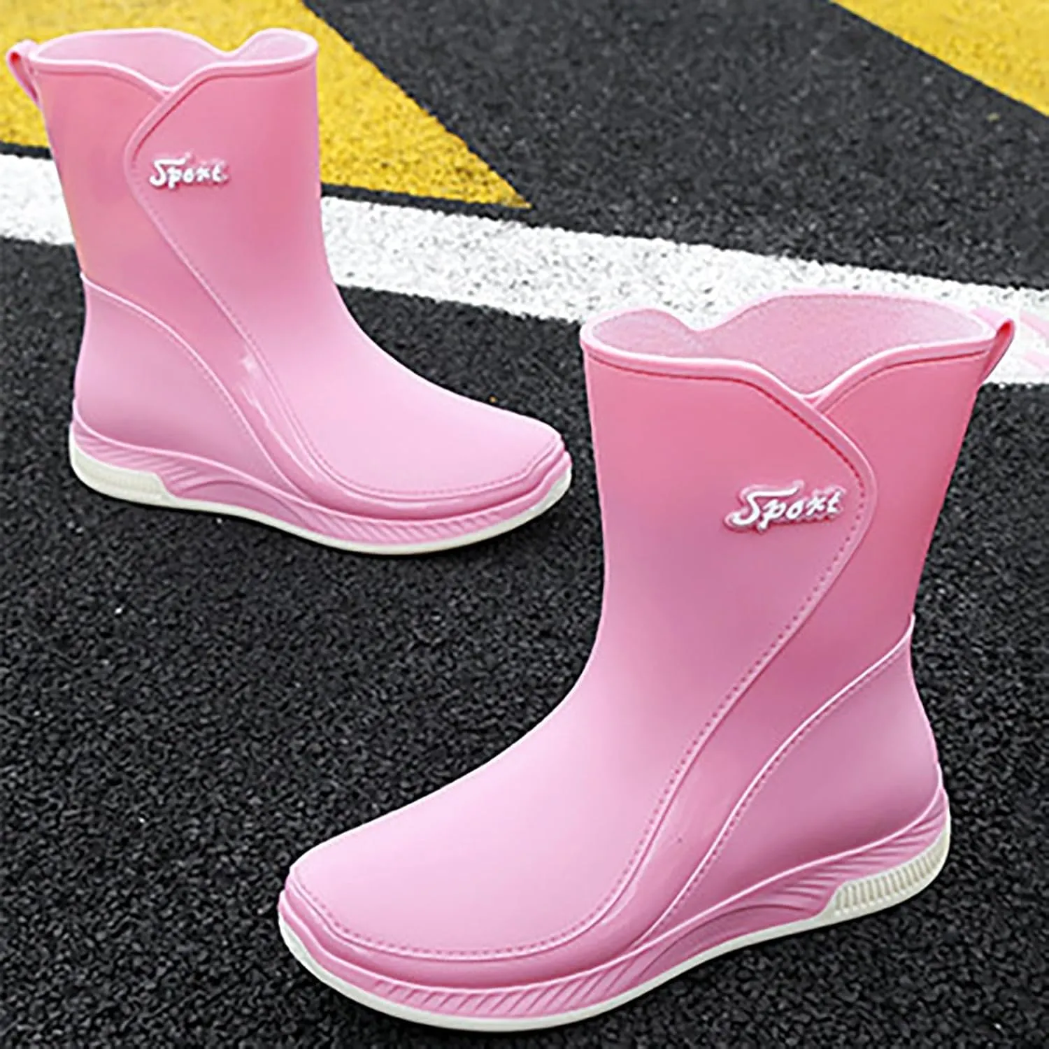 Rain Boots Women Tall Waterproof Mens Grounded Footwear Chunky Ankle Booties Barefoot Shoes Casual Fall Waterproof Rain and Garden Shoe for Women Outdoor Furry Boots