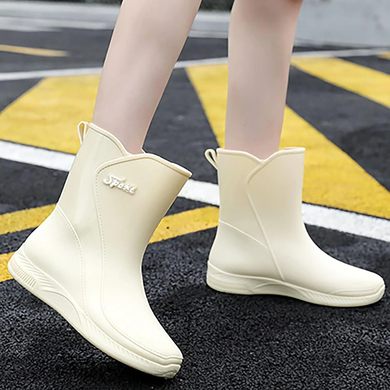 Rain Boots Women Tall Waterproof Mens Grounded Footwear Chunky Ankle Booties Barefoot Shoes Casual Fall Waterproof Rain and Garden Shoe for Women Outdoor Furry Boots