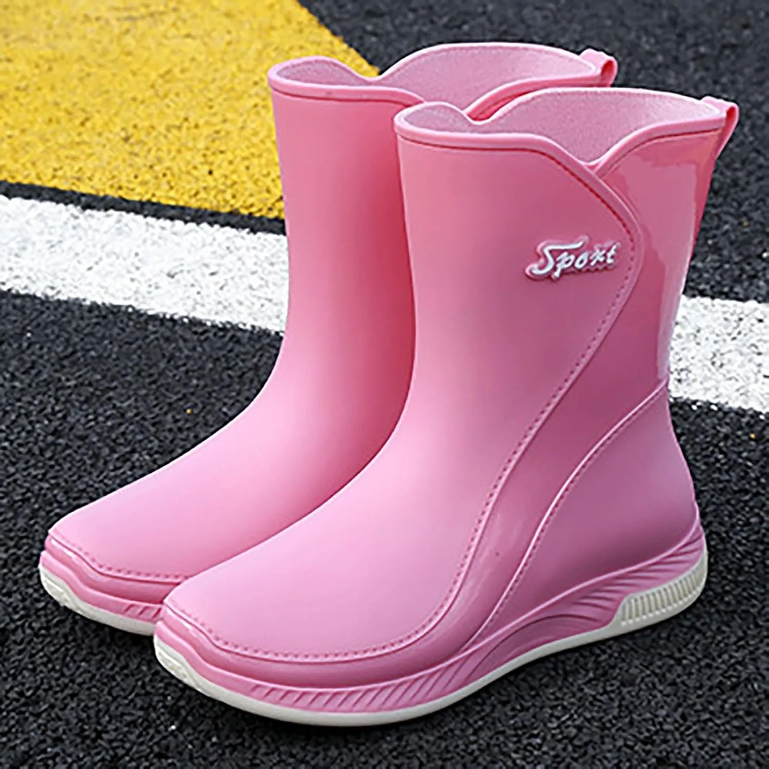 Rain Boots Women Tall Waterproof Mens Grounded Footwear Chunky Ankle Booties Barefoot Shoes Casual Fall Waterproof Rain and Garden Shoe for Women Outdoor Furry Boots