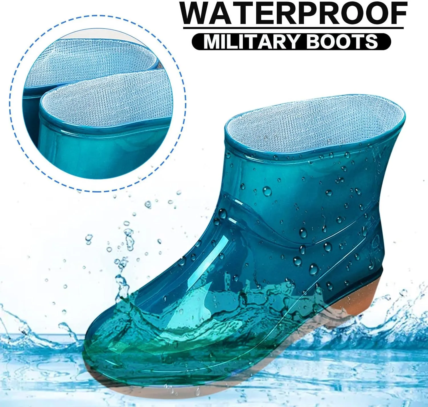 Rain Boots Women Wide Mens Grounded Footwear Ankle Booties with Heel Barefoot Shoes Casual Fall Short rain Boots for Women and Waterproof Garden Womens Rain Boots
