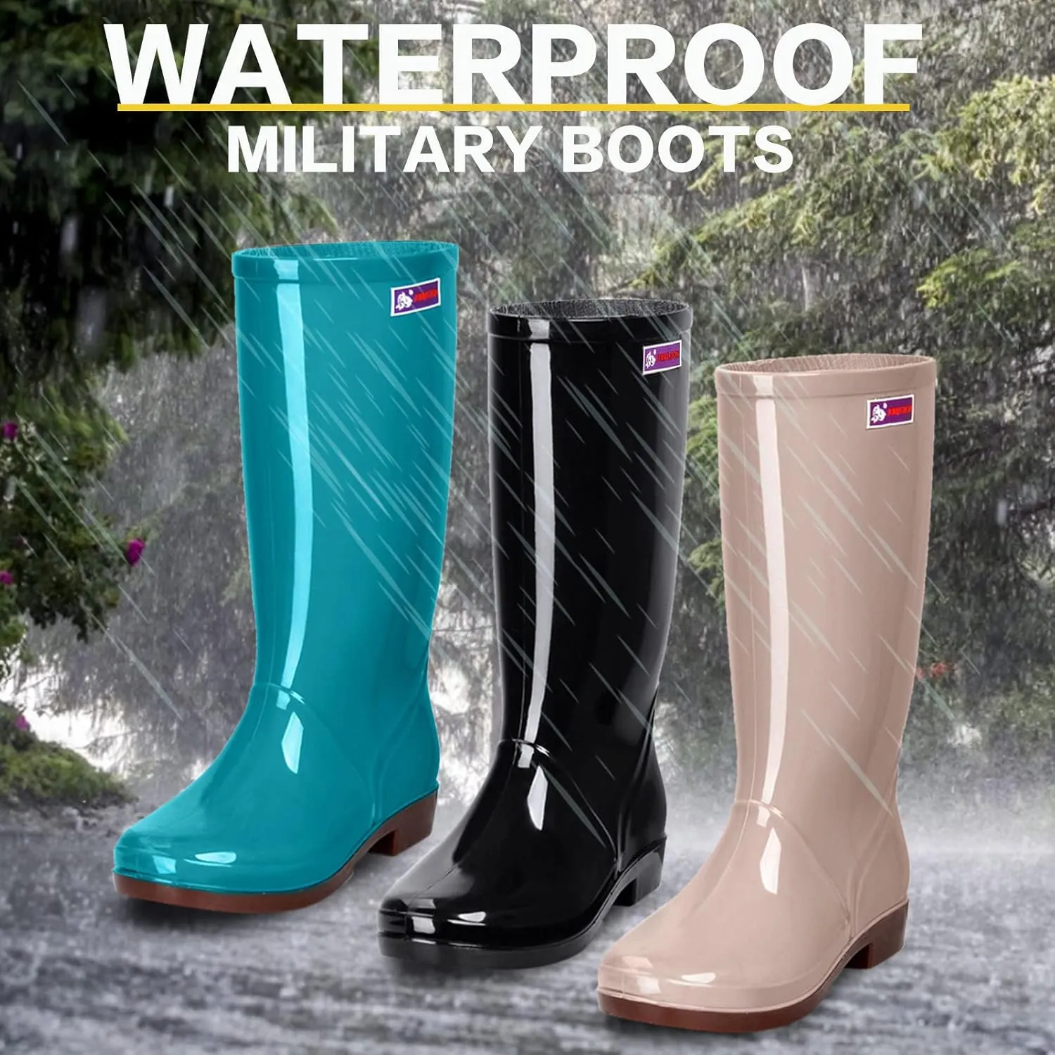 Rain Boots Women,Women's Mid Calf Rain Boots Solid Color Waterproof Boots Outdoor Garden Shoes Comfortable Work Boots