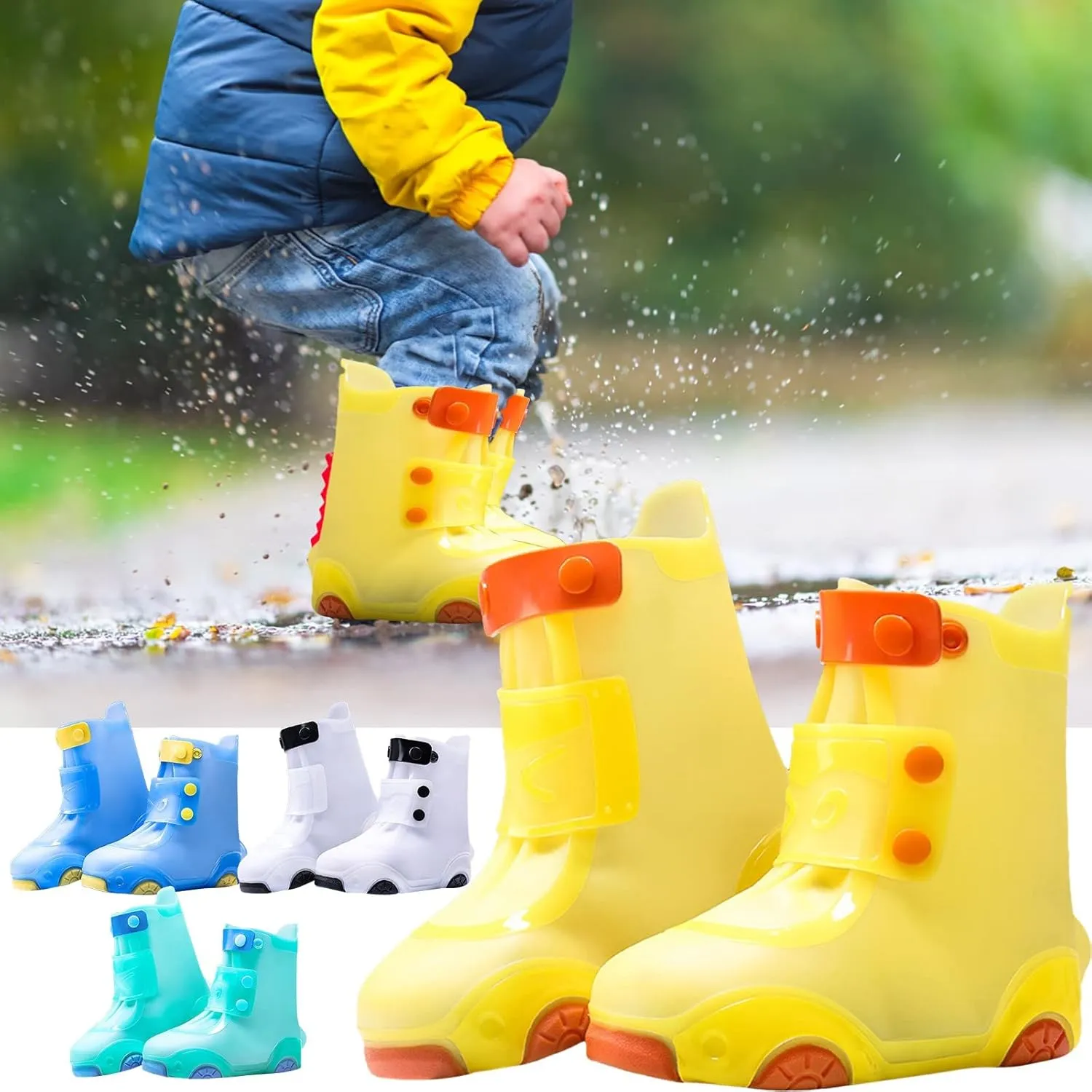 Rain Shoe Cover Waterproo Shoe Cover For Kids Rain Boot Non-Slip Reusable Galoshes For Girls Rainboots Boots Boys