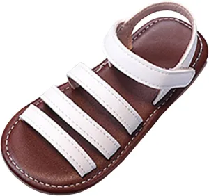 Retro Summer Open Toe Baby Beach Sandals Soft Sole Comfortable Children's Sandals Girls White Girl Size 2