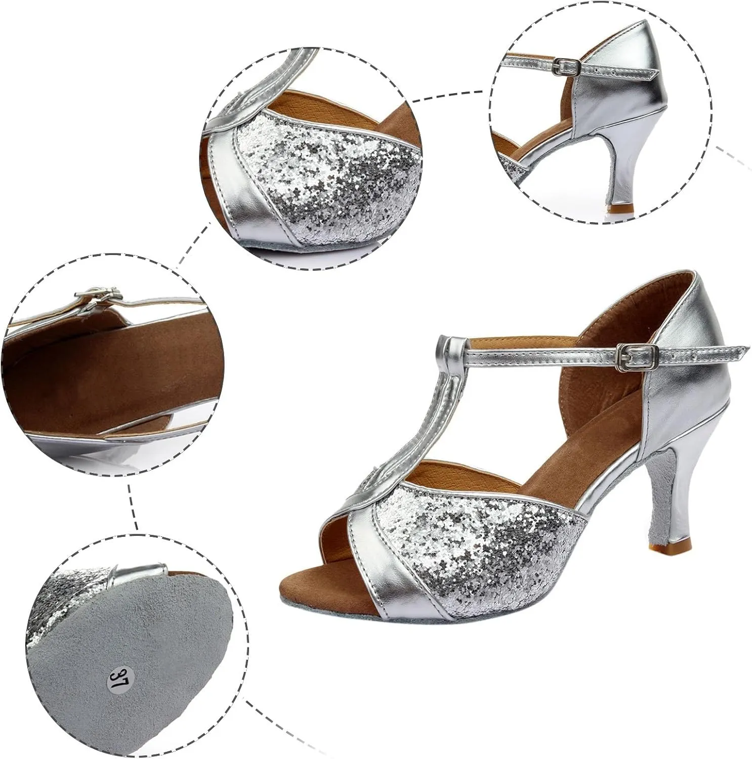 Sandals For Women 2025 Women's Latin Dance Shoes Ballroom Performance Practice Dancing Shoes