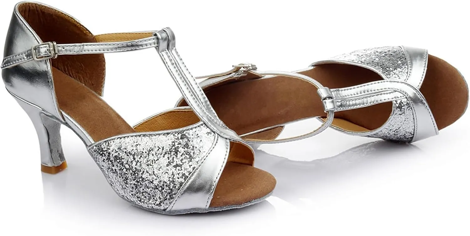 Sandals For Women 2025 Women's Latin Dance Shoes Ballroom Performance Practice Dancing Shoes