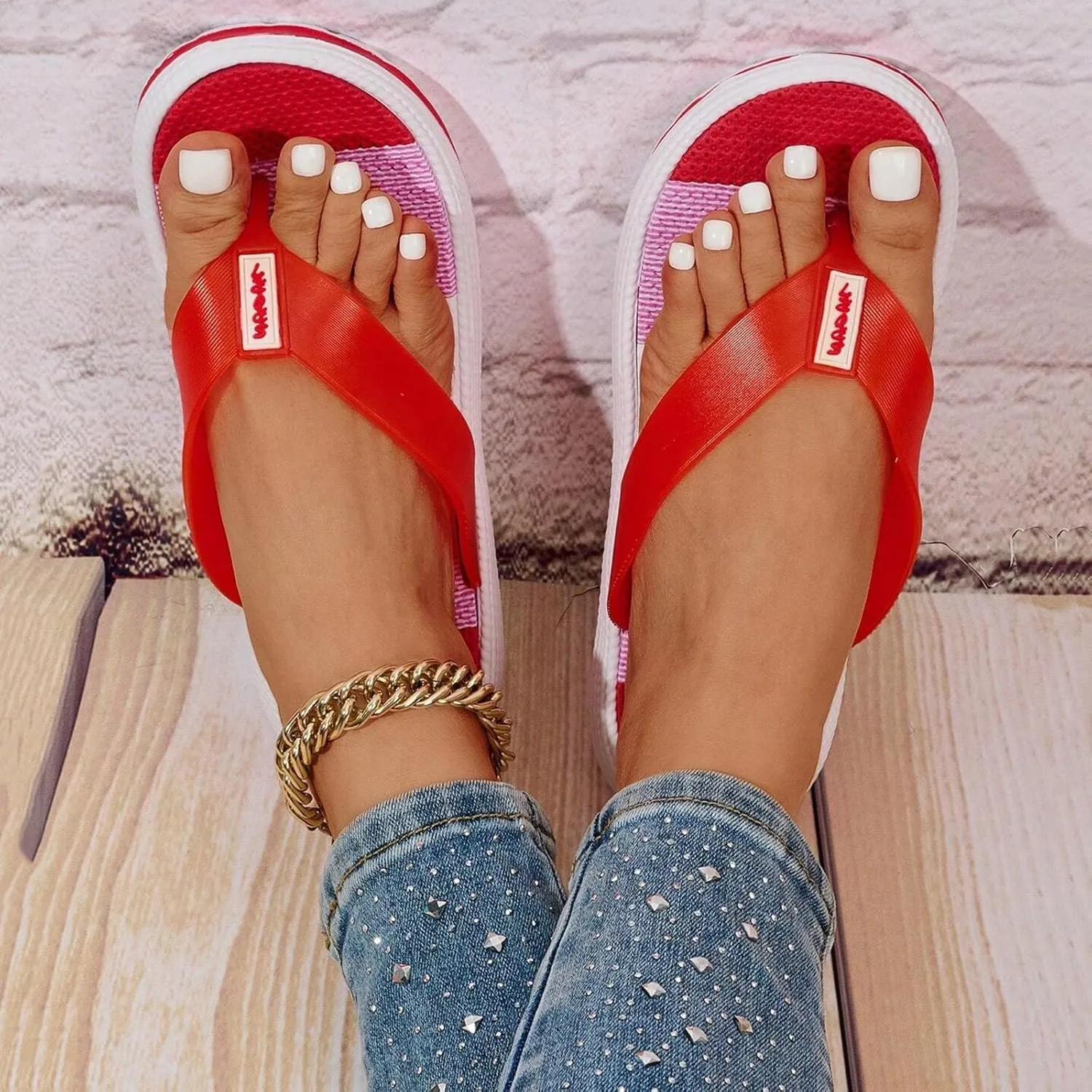 Sandals Slip On Indoor Outdoor Platform Flip Flops For Women Cushioned Thong Sandals With Soft Eva Foam Insole