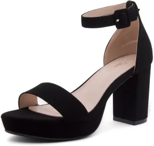 Shoe Land SL-Cabrini Women's Platform Heels, Open Toe Chunky Block Heeled Sandals with Ankle Strap  Dressy High Heel Sandals for Prom, Wedding, and Party