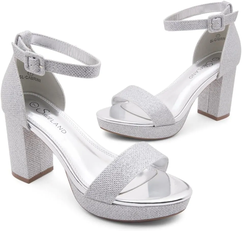 Shoe Land SL-Cabrini Women's Platform Heels, Open Toe Chunky Block Heeled Sandals with Ankle Strap  Dressy High Heel Sandals for Prom, Wedding, and Party