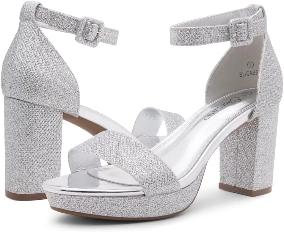 Shoe Land SL-Cabrini Women's Platform Heels, Open Toe Chunky Block Heeled Sandals with Ankle Strap  Dressy High Heel Sandals for Prom, Wedding, and Party