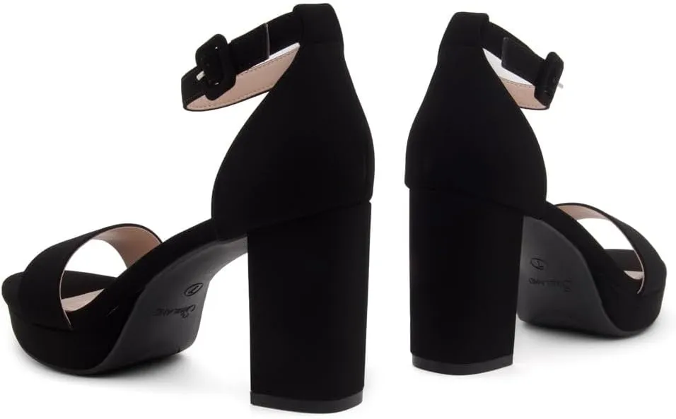 Shoe Land SL-Cabrini Women's Platform Heels, Open Toe Chunky Block Heeled Sandals with Ankle Strap  Dressy High Heel Sandals for Prom, Wedding, and Party