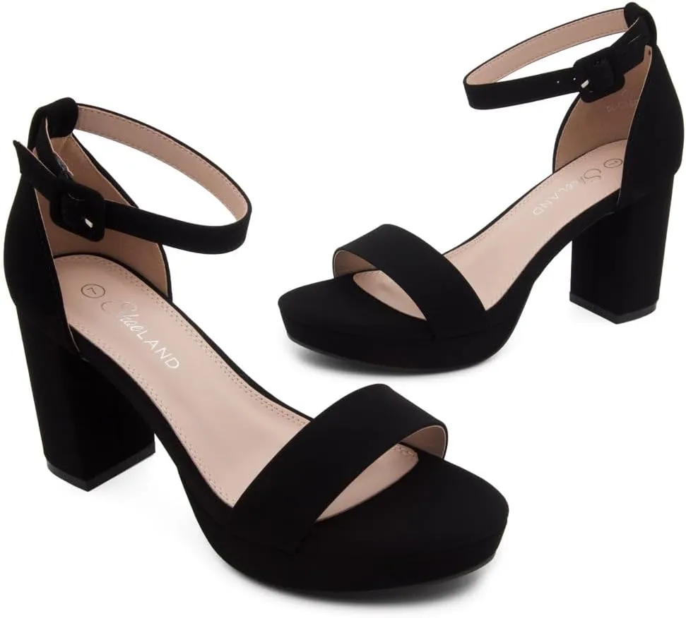 Shoe Land SL-Cabrini Women's Platform Heels, Open Toe Chunky Block Heeled Sandals with Ankle Strap  Dressy High Heel Sandals for Prom, Wedding, and Party