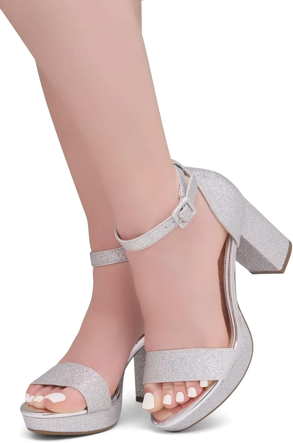 Shoe Land SL-Cabrini Women's Platform Heels, Open Toe Chunky Block Heeled Sandals with Ankle Strap  Dressy High Heel Sandals for Prom, Wedding, and Party