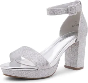 Shoe Land SL-Cabrini Women's Platform Heels, Open Toe Chunky Block Heeled Sandals with Ankle Strap  Dressy High Heel Sandals for Prom, Wedding, and Party
