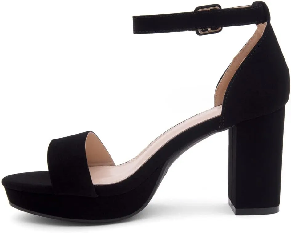 Shoe Land SL-Cabrini Women's Platform Heels, Open Toe Chunky Block Heeled Sandals with Ankle Strap  Dressy High Heel Sandals for Prom, Wedding, and Party