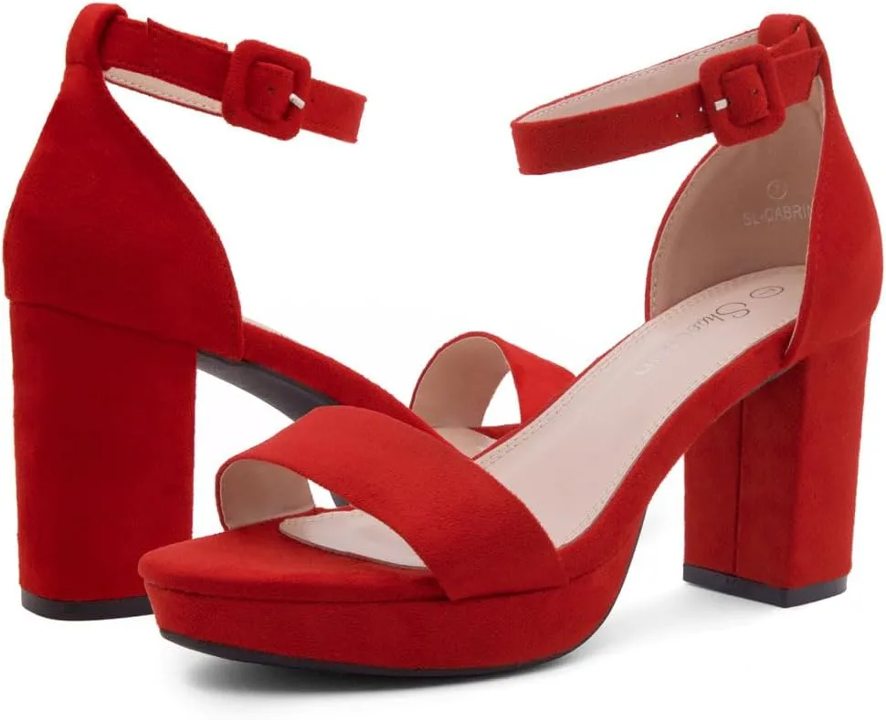 Shoe Land SL-Cabrini Women's Platform Heels, Open Toe Chunky Block Heeled Sandals with Ankle Strap  Dressy High Heel Sandals for Prom, Wedding, and Party