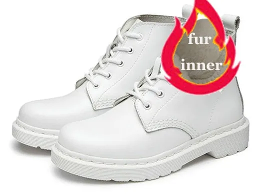 Soft Split Leather Women White Ankle Boots Motorcycle Boots Female Autumn Winter Shoes Woman Punk Motorcycle Boots 2020 Spring