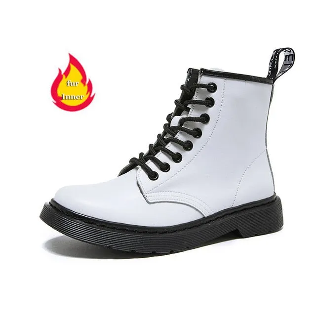 Soft Split Leather Women White Ankle Boots Motorcycle Boots Female Autumn Winter Shoes Woman Punk Motorcycle Boots 2020 Spring