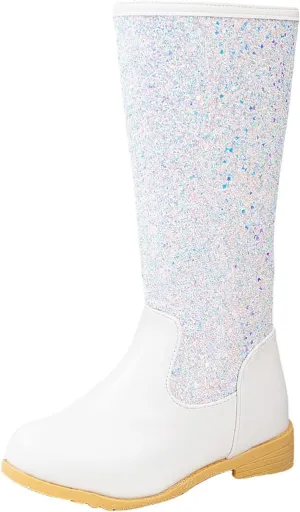 Sparkly Girls Cowboy Western Boots Mid Calf Square Toe Western Boot for Kids Glitter Cowboy Boots Snow Ankle Boots