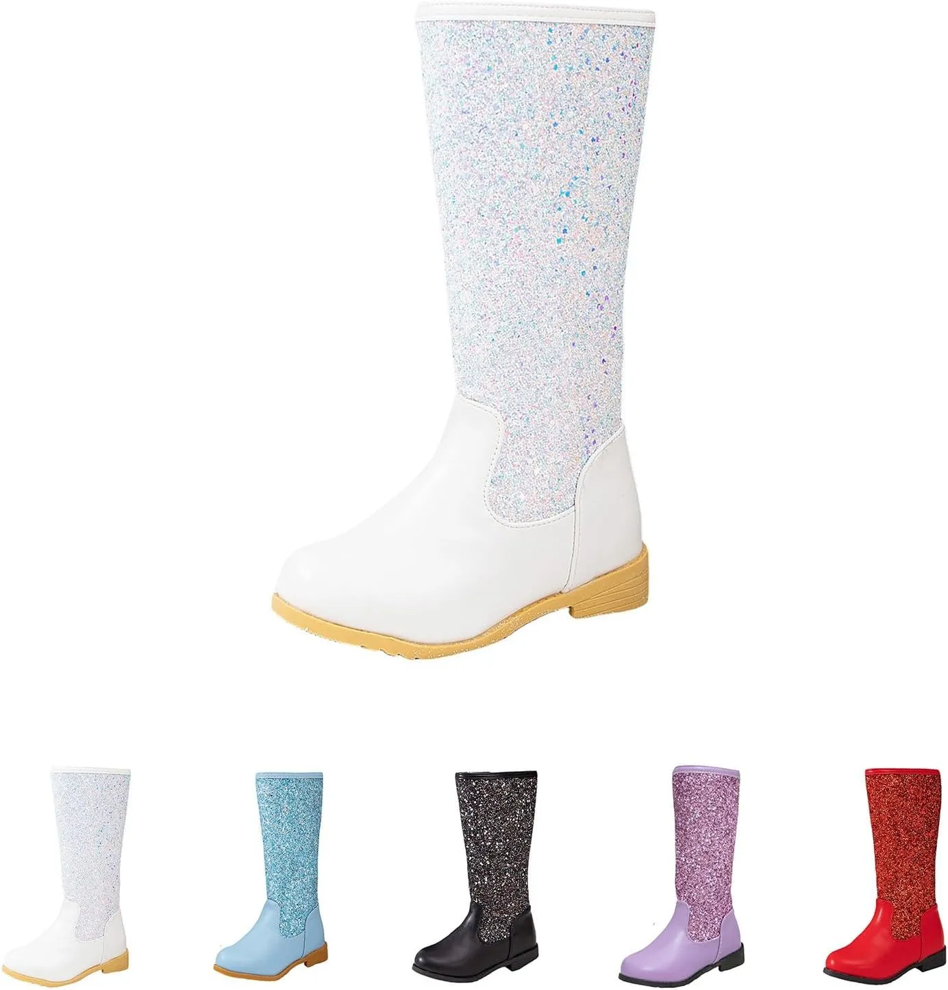 Sparkly Girls Cowboy Western Boots Mid Calf Square Toe Western Boot for Kids Glitter Cowboy Boots Snow Ankle Boots