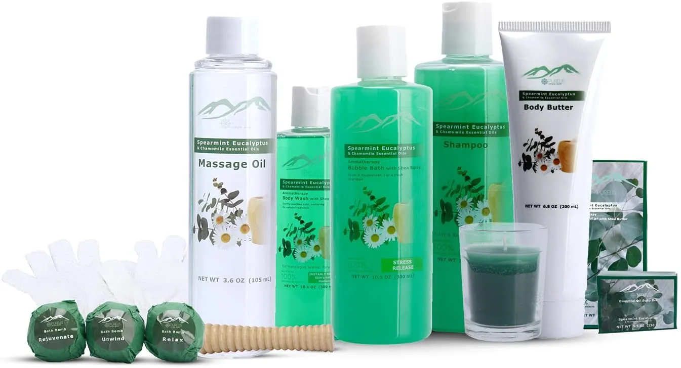 Spearmint Eucalyptus Deluxe Bath & Body Gift Basket