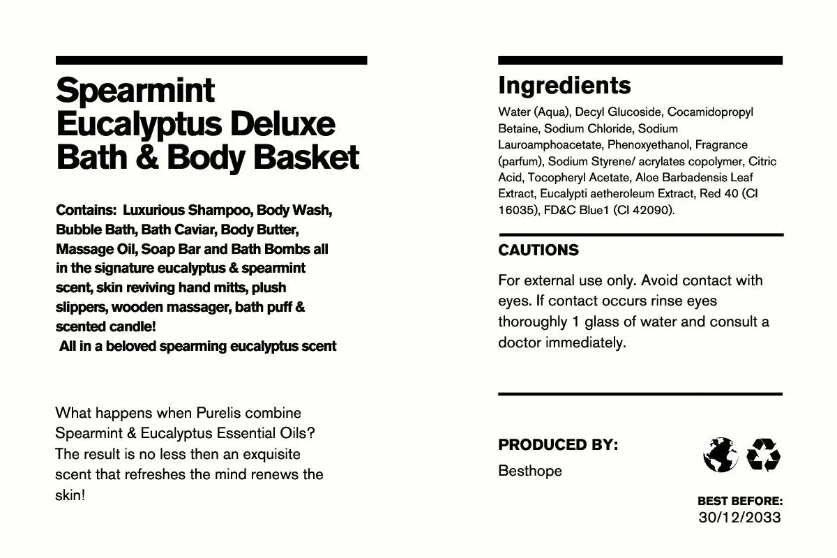Spearmint Eucalyptus Deluxe Bath & Body Gift Basket
