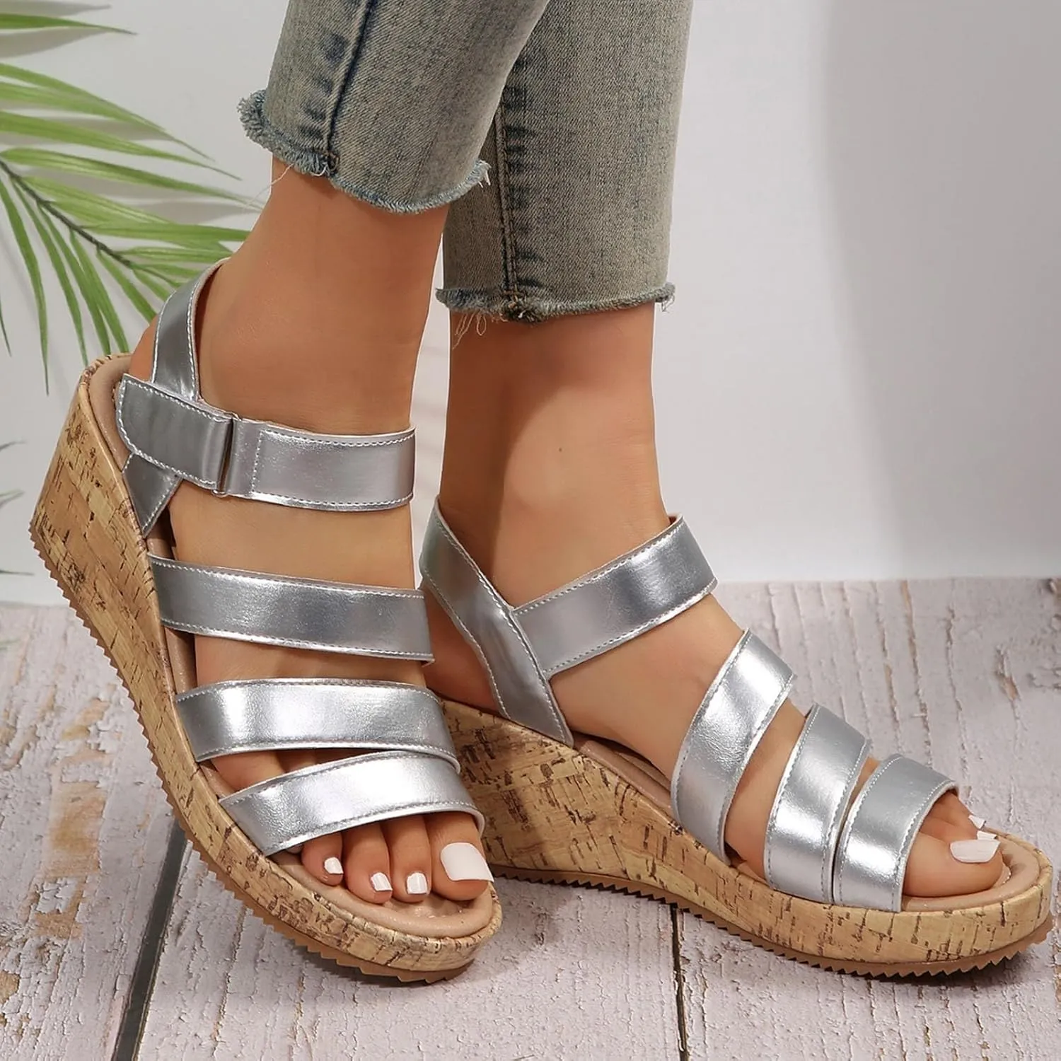 Strappy Platform Wedge Sandals for Women 2025 Orthopedic Open Toe Ankle Strap Sandals Comfortable Casual Summer Sandal Shoes