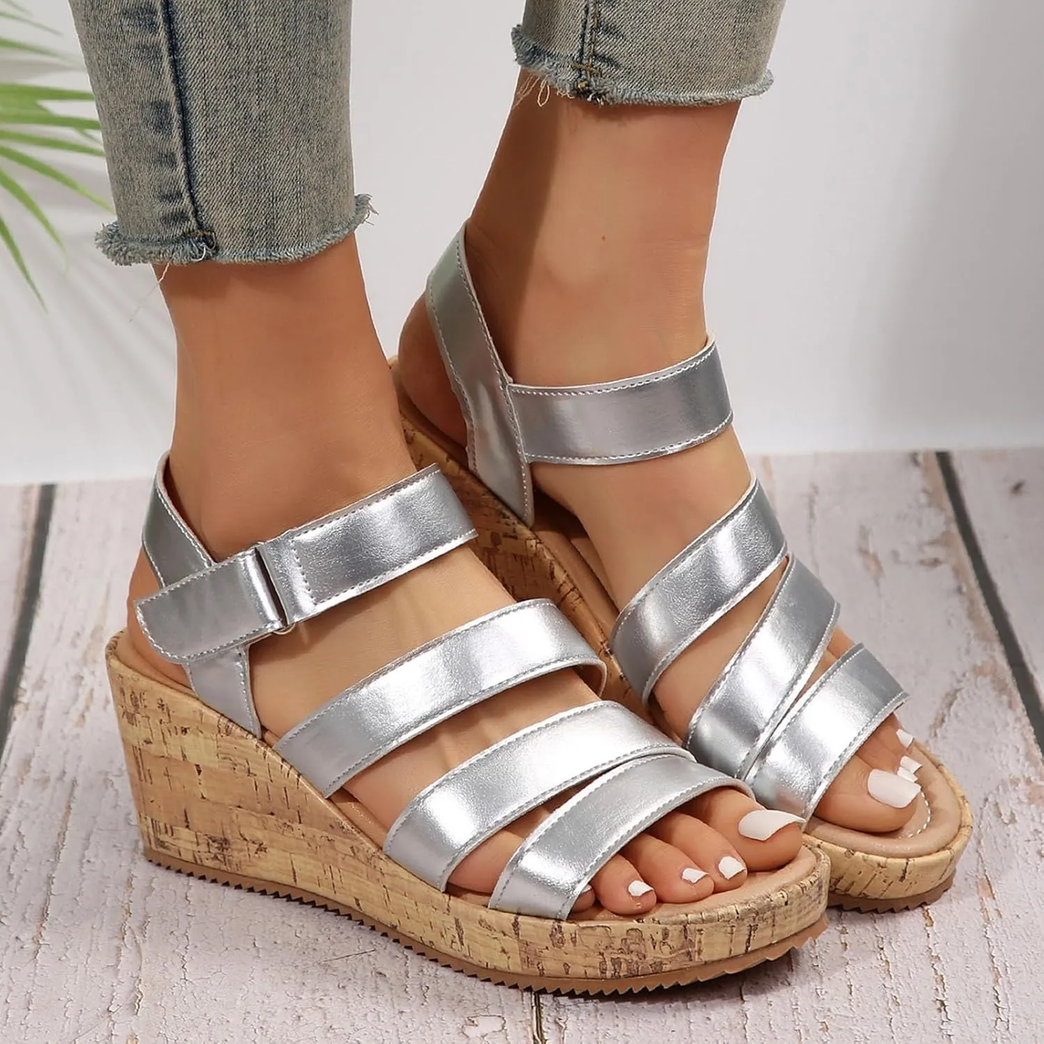 Strappy Platform Wedge Sandals for Women 2025 Orthopedic Open Toe Ankle Strap Sandals Comfortable Casual Summer Sandal Shoes
