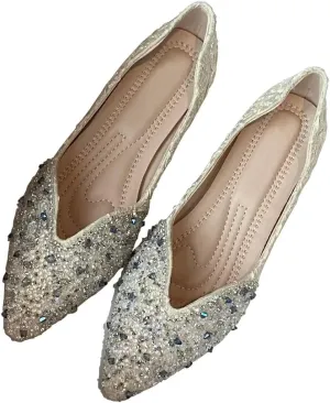 Stunner Women's Pointed Toe Flats Fashion Shiny Rhinestone Flats Comfortable Wedding Party Office Flat Shoes