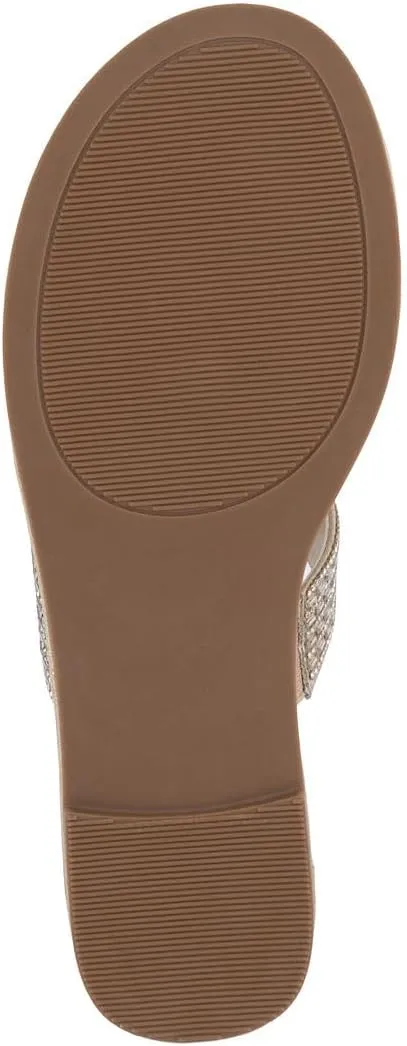 Sugar Women's Strappy Toe Loop Sandals with Cushioned Sole  Open-Toe Slip-On Flip Flops in Vegan Leather