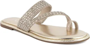 Sugar Women's Strappy Toe Loop Sandals with Cushioned Sole  Open-Toe Slip-On Flip Flops in Vegan Leather