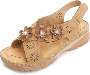 Summer Wedge Sandals for Women Beach Vacation Casual Womens Sandal Comfortable Platform Shoes Trendy Flower Shoes