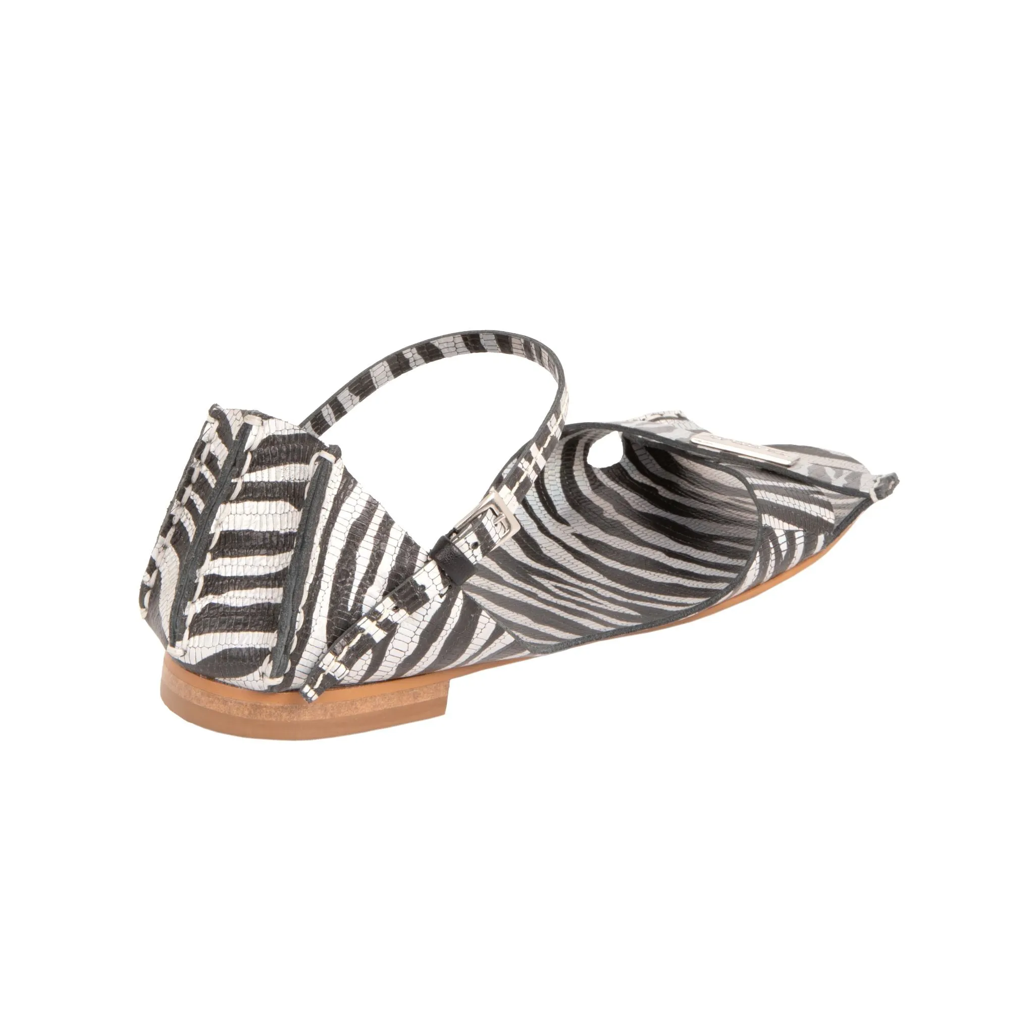 Tajali Leather Sandals - Zebra Silver