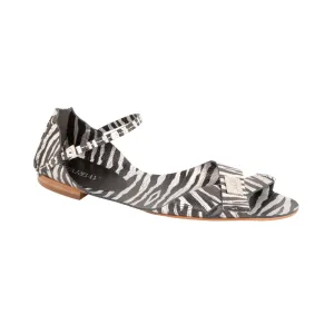 Tajali Leather Sandals - Zebra Silver