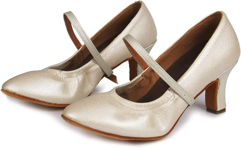 TINRYMX Women Latin Dance Shoes Closed Toe Ballroom Salsa Tango Practice Performance Dancing Shoes, CMJ-5003-7