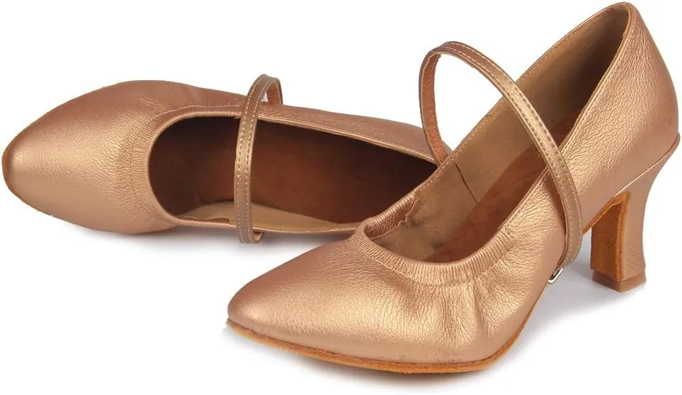 TINRYMX Women Latin Dance Shoes Closed Toe Ballroom Salsa Tango Practice Performance Dancing Shoes, CMJ-5003-7