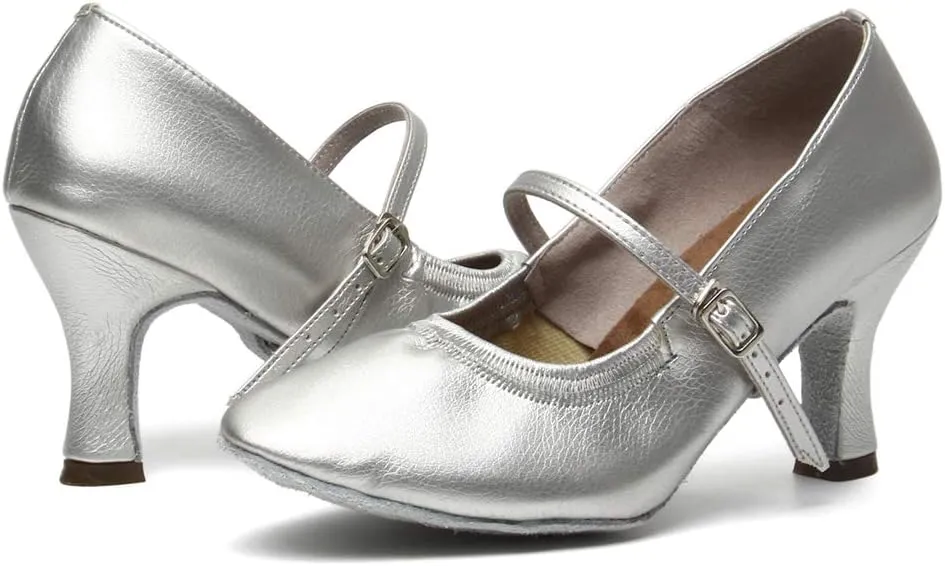 TINRYMX Women Latin Dance Shoes Closed Toe Ballroom Salsa Tango Practice Performance Dancing Shoes, CMJ-5003-7